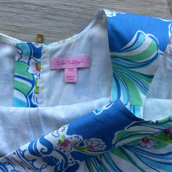 Lilly Pulitzer Cathy Bay Blue Coasting Engineered Shell Shift Dress 00 XS - Picture 8 of 10